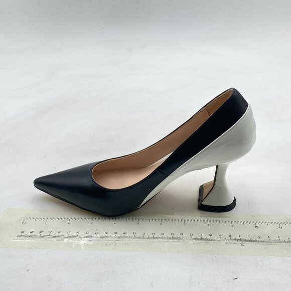 YDN Black/White Pointed Toe Slip on Pumps Special High Heel Shoe for Party Lady - Picture 2 of 8